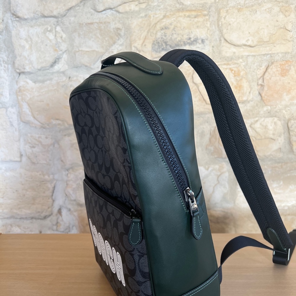 Coach Westway Signature Coach backpack NWT Authentic Amazon green - Picture 3 of 10